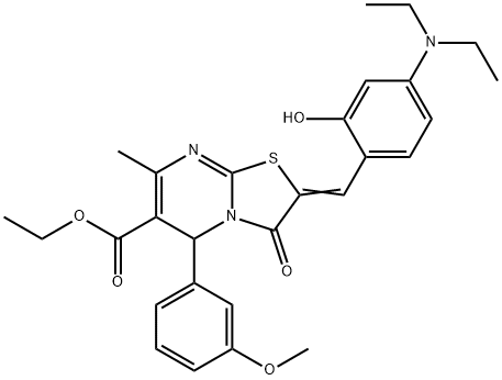 ethyl 2-[4-(diethylamino)-2-hydroxybenzylidene]-5-(3-methoxyphenyl)-7-methyl-3-oxo-2,3-dihydro-5H-[1,3]thiazolo[3,2-a]pyrimidine-6-carboxylate Struktur