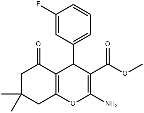 methyl 2-amino-4-(3-fluorophenyl)-7,7-dimethyl-5-oxo-5,6,7,8-tetrahydro-4H-chromene-3-carboxylate Struktur