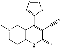 6-methyl-4-(2-thienyl)-2-thioxo-1,2,5,6,7,8-hexahydro[1,6]naphthyridine-3-carbonitrile Struktur