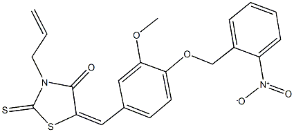 3-allyl-5-[4-({2-nitrobenzyl}oxy)-3-methoxybenzylidene]-2-thioxo-1,3-thiazolidin-4-one Struktur