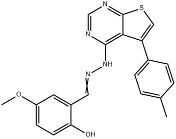 2-hydroxy-5-methoxybenzaldehyde [5-(4-methylphenyl)thieno[2,3-d]pyrimidin-4-yl]hydrazone Struktur