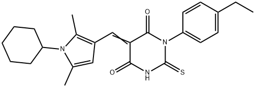 5-[(1-cyclohexyl-2,5-dimethyl-1H-pyrrol-3-yl)methylene]-1-(4-ethylphenyl)-2-thioxodihydro-4,6(1H,5H)-pyrimidinedione Struktur