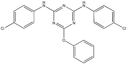 N~2~,N~4~-bis(4-chlorophenyl)-6-phenoxy-1,3,5-triazine-2,4-diamine Struktur