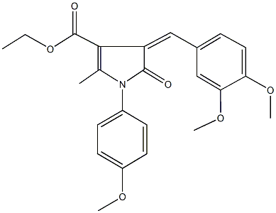 ethyl 4-(3,4-dimethoxybenzylidene)-1-(4-methoxyphenyl)-2-methyl-5-oxo-4,5-dihydro-1H-pyrrole-3-carboxylate Struktur