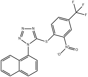 5-{[2-nitro-4-(trifluoromethyl)phenyl]sulfanyl}-1-(1-naphthyl)-1H-tetraazole Struktur