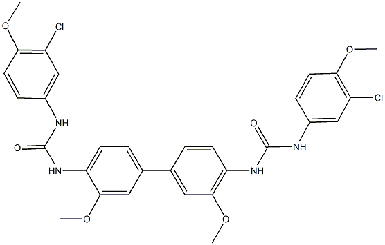 N-(4'-{[(3-chloro-4-methoxyanilino)carbonyl]amino}-3,3'-dimethoxy[1,1'-biphenyl]-4-yl)-N'-(3-chloro-4-methoxyphenyl)urea Struktur