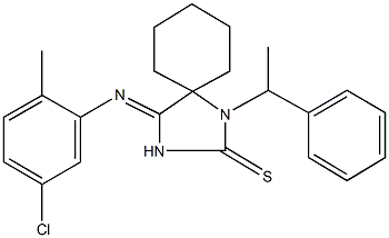 4-[(5-chloro-2-methylphenyl)imino]-1-(1-phenylethyl)-1,3-diazaspiro[4.5]decane-2-thione Struktur