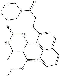 ethyl 6-methyl-4-{2-[2-oxo-2-(1-piperidinyl)ethoxy]-1-naphthyl}-2-thioxo-1,2,3,4-tetrahydro-5-pyrimidinecarboxylate Struktur