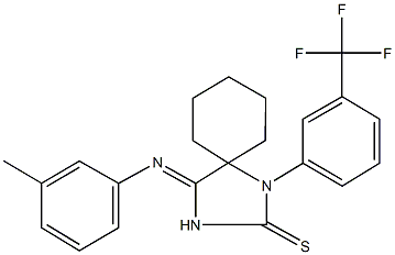 4-[(3-methylphenyl)imino]-1-[3-(trifluoromethyl)phenyl]-1,3-diazaspiro[4.5]decane-2-thione Struktur