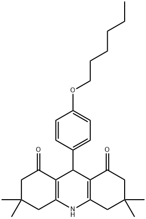 9-[4-(hexyloxy)phenyl]-3,3,6,6-tetramethyl-3,4,6,7,9,10-hexahydro-1,8(2H,5H)-acridinedione Struktur