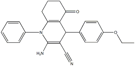 2-amino-4-(4-ethoxyphenyl)-5-oxo-1-phenyl-1,4,5,6,7,8-hexahydro-3-quinolinecarbonitrile Struktur