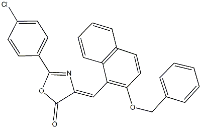 4-{[2-(benzyloxy)-1-naphthyl]methylene}-2-(4-chlorophenyl)-1,3-oxazol-5(4H)-one Struktur