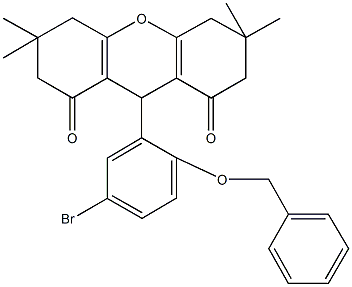 9-[2-(benzyloxy)-5-bromophenyl]-3,3,6,6-tetramethyl-3,4,5,6,7,9-hexahydro-1H-xanthene-1,8(2H)-dione Struktur