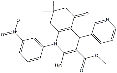 methyl 2-amino-1-{3-nitrophenyl}-7,7-dimethyl-5-oxo-4-(3-pyridinyl)-1,4,5,6,7,8-hexahydro-3-quinolinecarboxylate Struktur