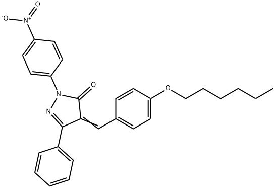 4-[4-(hexyloxy)benzylidene]-2-{4-nitrophenyl}-5-phenyl-2,4-dihydro-3H-pyrazol-3-one Struktur