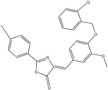 4-{4-[(2-chlorobenzyl)oxy]-3-methoxybenzylidene}-2-(4-methylphenyl)-1,3-oxazol-5(4H)-one Struktur