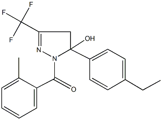 5-(4-ethylphenyl)-1-(2-methylbenzoyl)-3-(trifluoromethyl)-4,5-dihydro-1H-pyrazol-5-ol Struktur