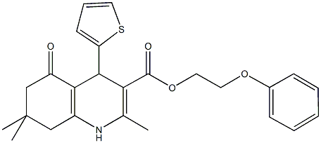 2-phenoxyethyl 2,7,7-trimethyl-5-oxo-4-(2-thienyl)-1,4,5,6,7,8-hexahydro-3-quinolinecarboxylate Struktur