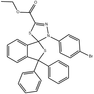 ethyl 4'-(4-bromophenyl)-1,1-diphenyl-1,3,4',5'-tetrahydrospiro(2-benzothiophene-3,5'-[1,3,4]-thiadiazole)-2'-carboxylate Struktur