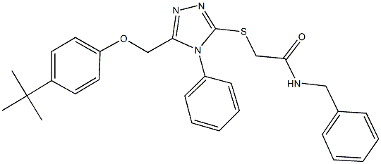 N-benzyl-2-({5-[(4-tert-butylphenoxy)methyl]-4-phenyl-4H-1,2,4-triazol-3-yl}sulfanyl)acetamide Struktur