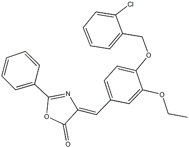 4-{4-[(2-chlorobenzyl)oxy]-3-ethoxybenzylidene}-2-phenyl-1,3-oxazol-5(4H)-one Struktur