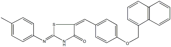 2-[(4-methylphenyl)imino]-5-[4-(1-naphthylmethoxy)benzylidene]-1,3-thiazolidin-4-one Struktur