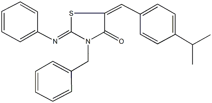 3-benzyl-5-(4-isopropylbenzylidene)-2-(phenylimino)-1,3-thiazolidin-4-one Struktur