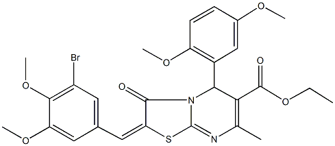 ethyl 2-(3-bromo-4,5-dimethoxybenzylidene)-5-(2,5-dimethoxyphenyl)-7-methyl-3-oxo-2,3-dihydro-5H-[1,3]thiazolo[3,2-a]pyrimidine-6-carboxylate Struktur