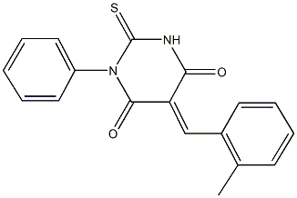 5-(2-methylbenzylidene)-1-phenyl-2-thioxodihydro-4,6(1H,5H)-pyrimidinedione Struktur