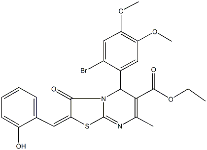 ethyl 5-(2-bromo-4,5-dimethoxyphenyl)-2-(2-hydroxybenzylidene)-7-methyl-3-oxo-2,3-dihydro-5H-[1,3]thiazolo[3,2-a]pyrimidine-6-carboxylate Struktur