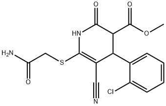 methyl 6-[(2-amino-2-oxoethyl)sulfanyl]-4-(2-chlorophenyl)-5-cyano-2-oxo-1,2,3,4-tetrahydro-3-pyridinecarboxylate Struktur