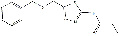 N-{5-[(benzylsulfanyl)methyl]-1,3,4-thiadiazol-2-yl}propanamide Struktur