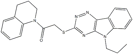 3-{[2-(3,4-dihydro-1(2H)-quinolinyl)-2-oxoethyl]sulfanyl}-5-propyl-5H-[1,2,4]triazino[5,6-b]indole Struktur