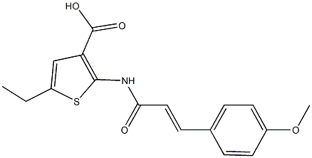 5-ethyl-2-{[3-(4-methoxyphenyl)acryloyl]amino}-3-thiophenecarboxylic acid Struktur