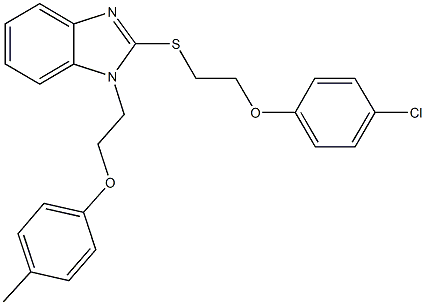 2-{[2-(4-chlorophenoxy)ethyl]sulfanyl}-1-[2-(4-methylphenoxy)ethyl]-1H-benzimidazole Struktur