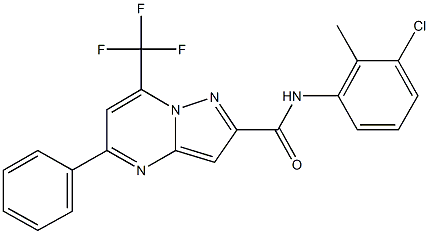 N-(3-chloro-2-methylphenyl)-5-phenyl-7-(trifluoromethyl)pyrazolo[1,5-a]pyrimidine-2-carboxamide Struktur