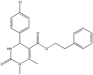 2-phenylethyl 4-(4-chlorophenyl)-1,6-dimethyl-2-oxo-1,2,3,4-tetrahydro-5-pyrimidinecarboxylate Struktur