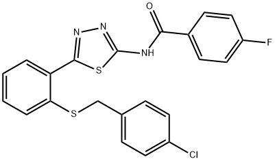 N-(5-{2-[(4-chlorobenzyl)sulfanyl]phenyl}-1,3,4-thiadiazol-2-yl)-4-fluorobenzamide Struktur