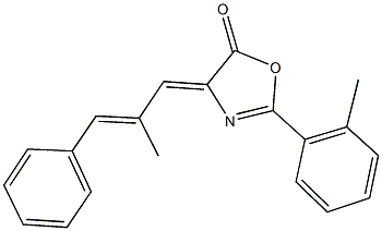 2-(2-methylphenyl)-4-(2-methyl-3-phenyl-2-propenylidene)-1,3-oxazol-5(4H)-one Struktur