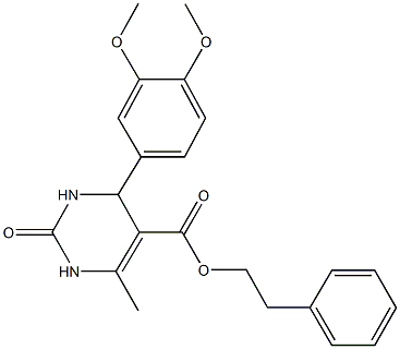 2-phenylethyl 4-(3,4-dimethoxyphenyl)-6-methyl-2-oxo-1,2,3,4-tetrahydro-5-pyrimidinecarboxylate Struktur