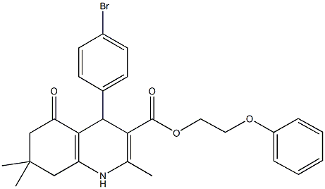 2-phenoxyethyl 4-(4-bromophenyl)-2,7,7-trimethyl-5-oxo-1,4,5,6,7,8-hexahydroquinoline-3-carboxylate Struktur