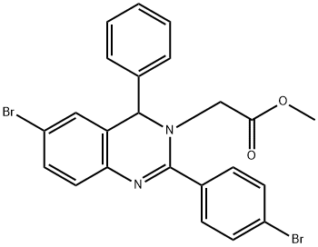 methyl (6-bromo-2-(4-bromophenyl)-4-phenyl-3(4H)-quinazolinyl)acetate Struktur