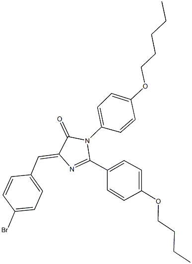 5-(4-bromobenzylidene)-2-(4-butoxyphenyl)-3-[4-(pentyloxy)phenyl]-3,5-dihydro-4H-imidazol-4-one Struktur