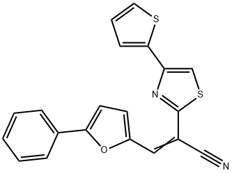 3-(5-phenyl-2-furyl)-2-[4-(2-thienyl)-1,3-thiazol-2-yl]acrylonitrile Struktur