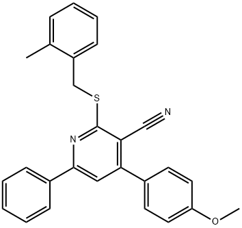 4-(4-methoxyphenyl)-2-[(2-methylbenzyl)sulfanyl]-6-phenylnicotinonitrile Struktur