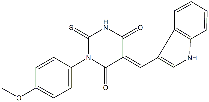 5-(1H-indol-3-ylmethylene)-1-(4-methoxyphenyl)-2-thioxodihydro-4,6(1H,5H)-pyrimidinedione Struktur