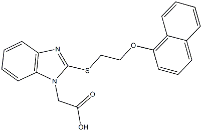 (2-{[2-(naphthalen-1-yloxy)ethyl]sulfanyl}-1H-benzimidazol-1-yl)acetic acid Struktur