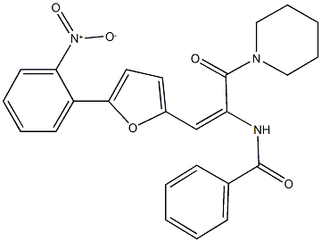 N-[2-(5-{2-nitrophenyl}-2-furyl)-1-(1-piperidinylcarbonyl)vinyl]benzamide Struktur