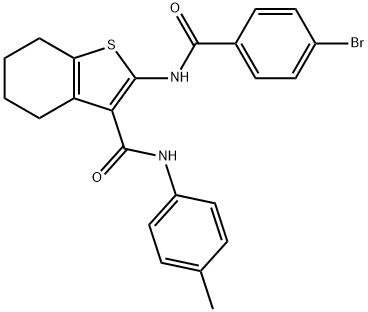 2-[(4-bromobenzoyl)amino]-N-(4-methylphenyl)-4,5,6,7-tetrahydro-1-benzothiophene-3-carboxamide Struktur