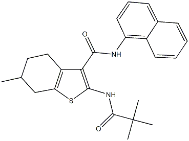 2-[(2,2-dimethylpropanoyl)amino]-6-methyl-N-(1-naphthyl)-4,5,6,7-tetrahydro-1-benzothiophene-3-carboxamide Struktur